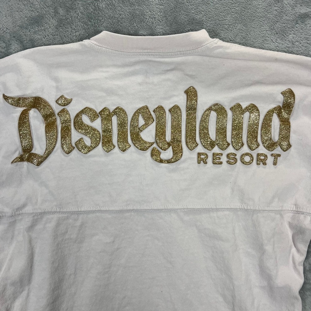 DISNEY Spirit Jersey Disneyland Resort Kids Large Pink Gold Embossed Long Sleeve